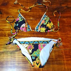 Trina Turk Nandini colorful string bikini TOP ONLY Large 12